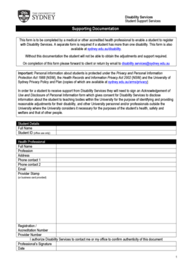 Disability Services Supporting Documentation Form the University Sydney Edu