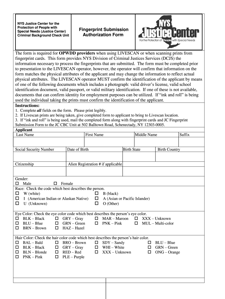 Get and Sign Finger Prints Submission Form 2013-2022