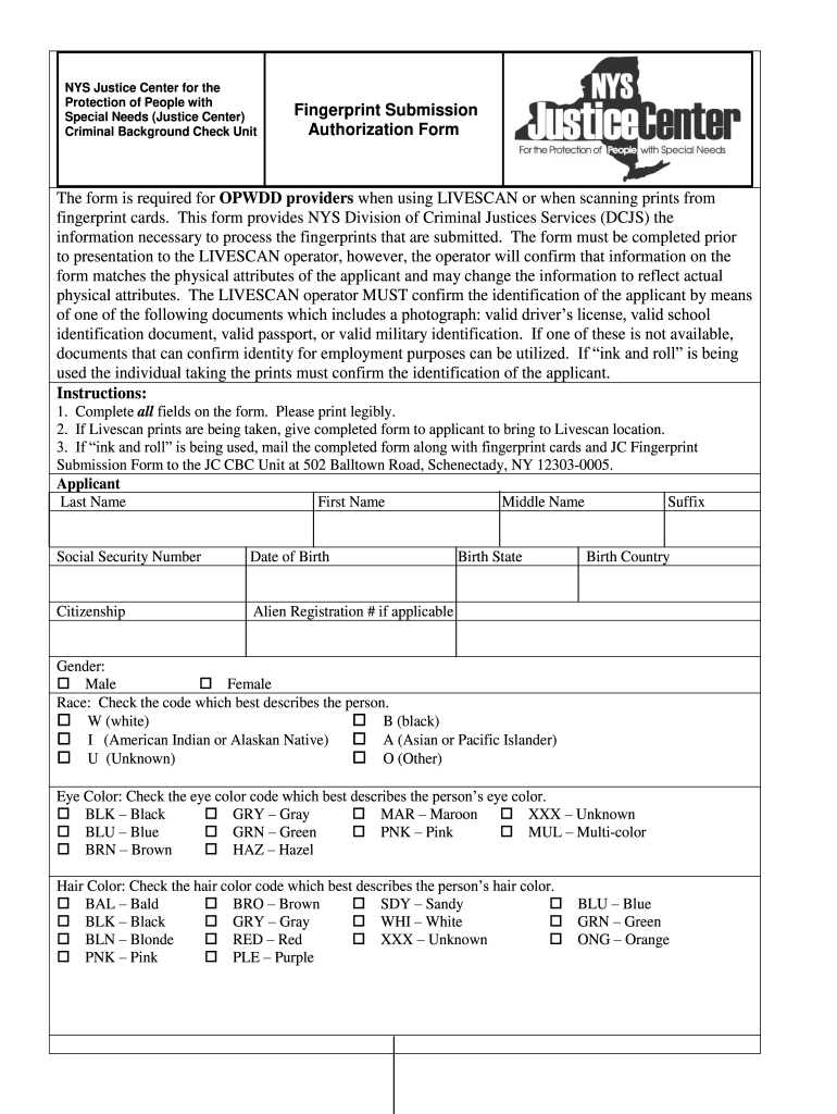  Finger Prints Submission Form 2013-2024