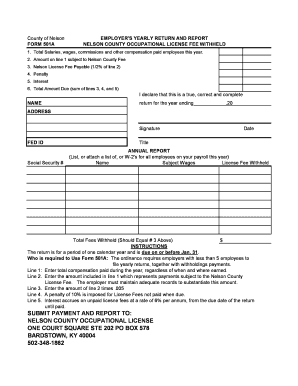 Nelson County Occupational Tax  Form