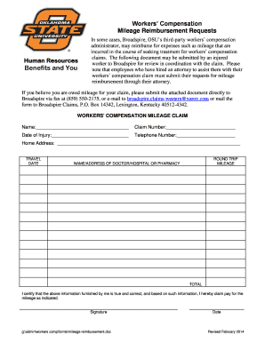 Broadspire Mileage Reimbursement Form