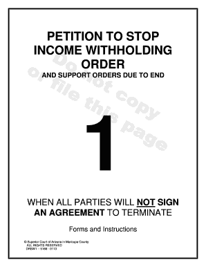 PETITION to STOP INCOME WITHHOLDING ORDER Superiorcourt Maricopa  Form