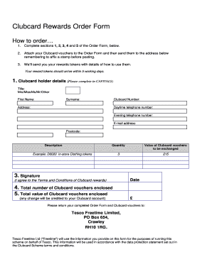 Tesco Clubcard Application Form