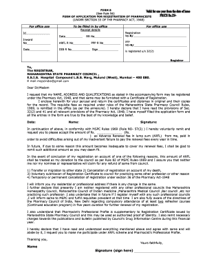 Pharmacist Registration Status Check Maharashtra  Form