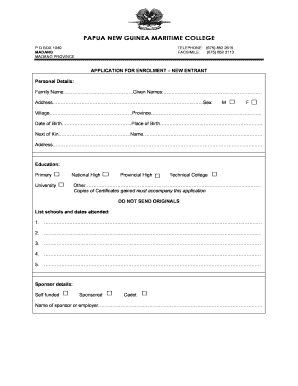 Png Maritime College  Form