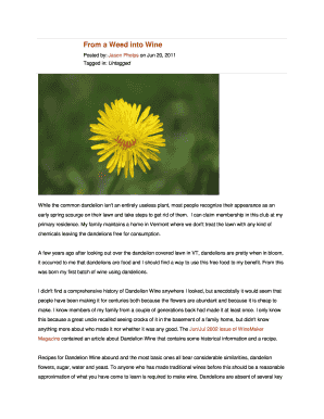 Dandelion Wine PDF  Form