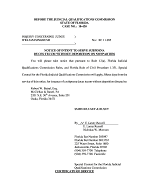 Judicial Qualifications Commission Florida Supreme Court  Form