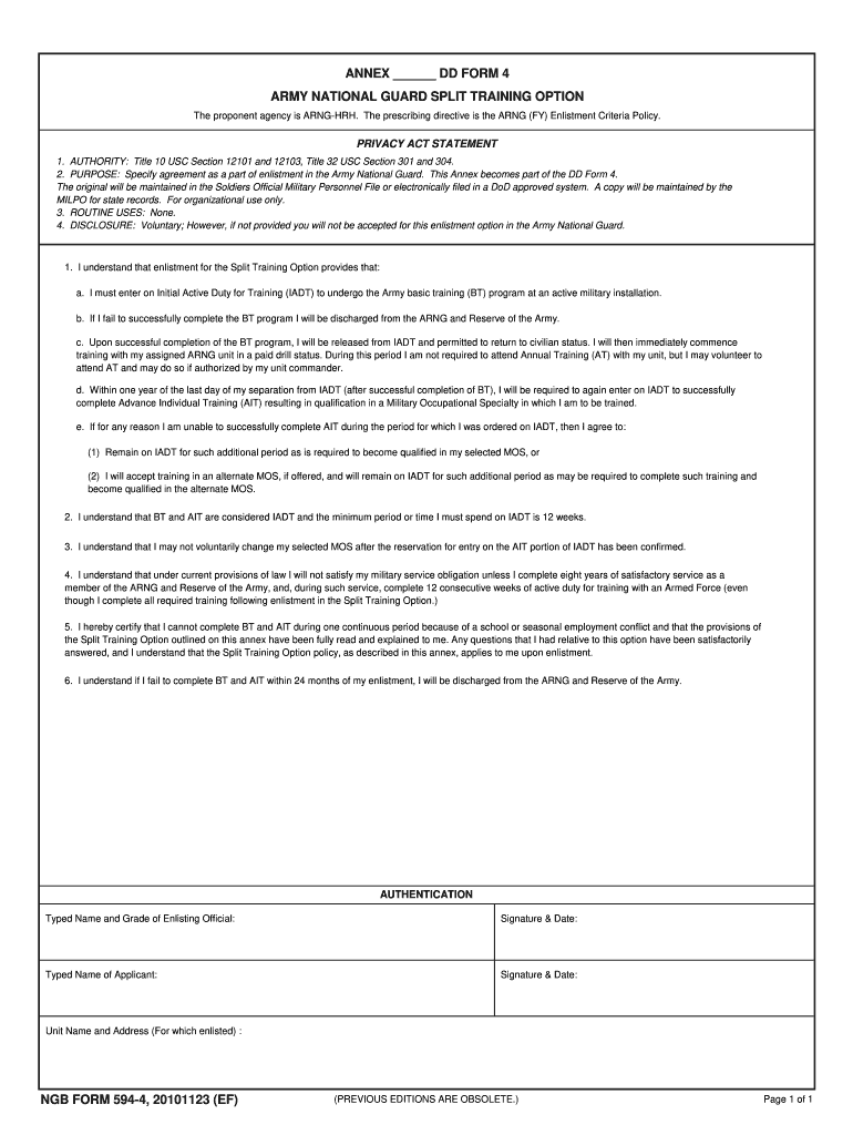 Army Split Training Request Form