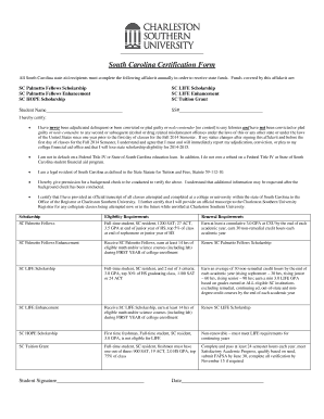 South Carolina Certification Form Charleston Southern University