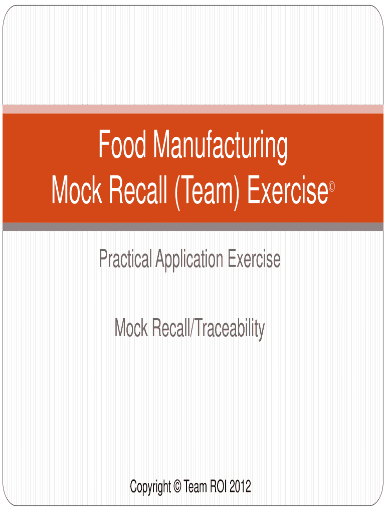 Mock Recall Exercise Sample  Form