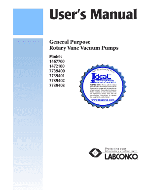 Labconco 117 Vacuum Pump Manual  Form