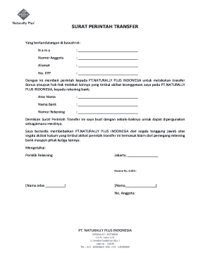Surat Perintah Transfer Rekening  Form