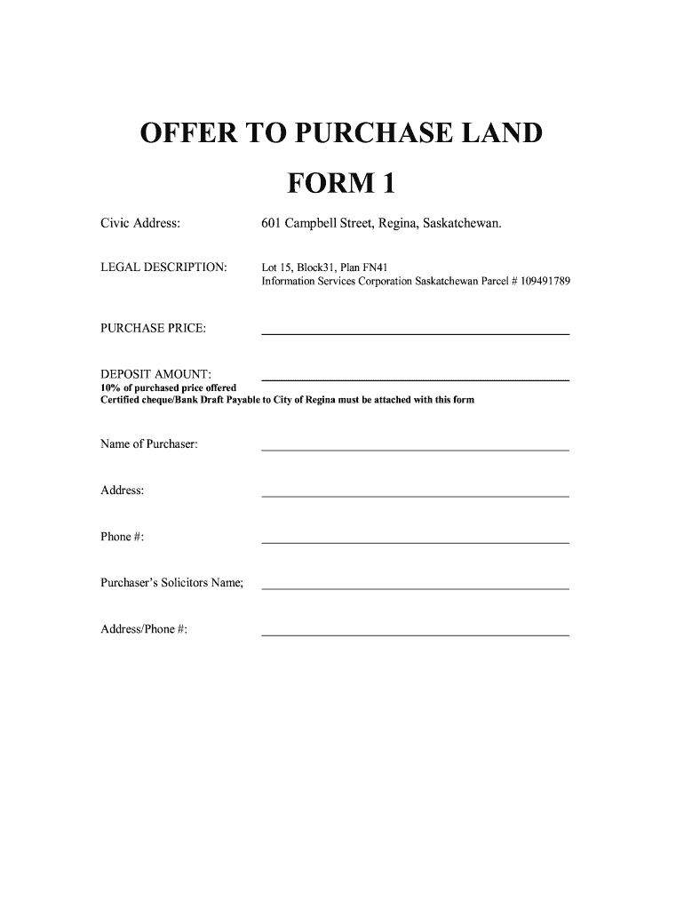 Offer to Purchase Saskatchewan  Form