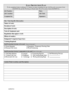 Fall Protection Plan Form