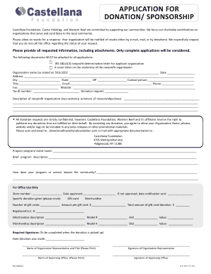APPLICATION for DONATION SPONSORSHIP  Form
