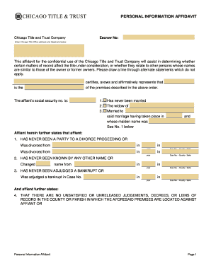 Personal Information Affidavit Example