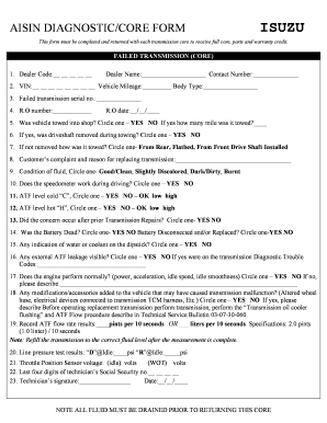 AISIN DIAGNOSTICCORE FORM ISUZU Isuzu Rrli