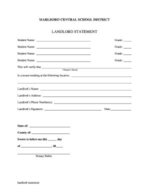  Landlord Statement Form 2016