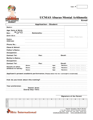 Ucmas App  Form