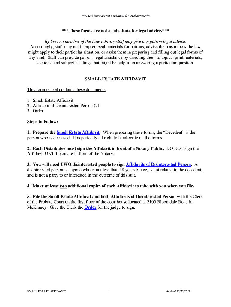 Texas Small Estate Affidavit Form  PDF Word EForms    Collincountytx