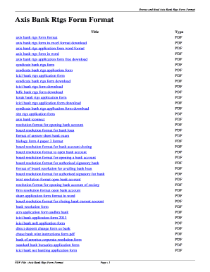 Axis Bank Rtgs Form Excel Download