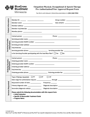 Outpatient Physical, Occupational & Speech Therapy Pre  Form