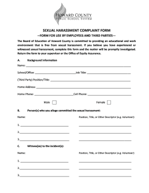 Get and Sign Sexual Harassment Complaint Form 