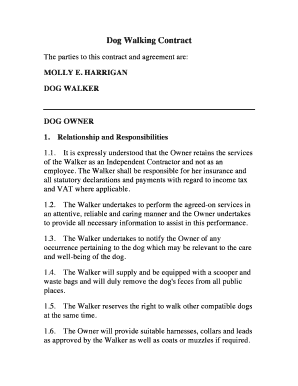 Dog Walking Contract PDF  Form