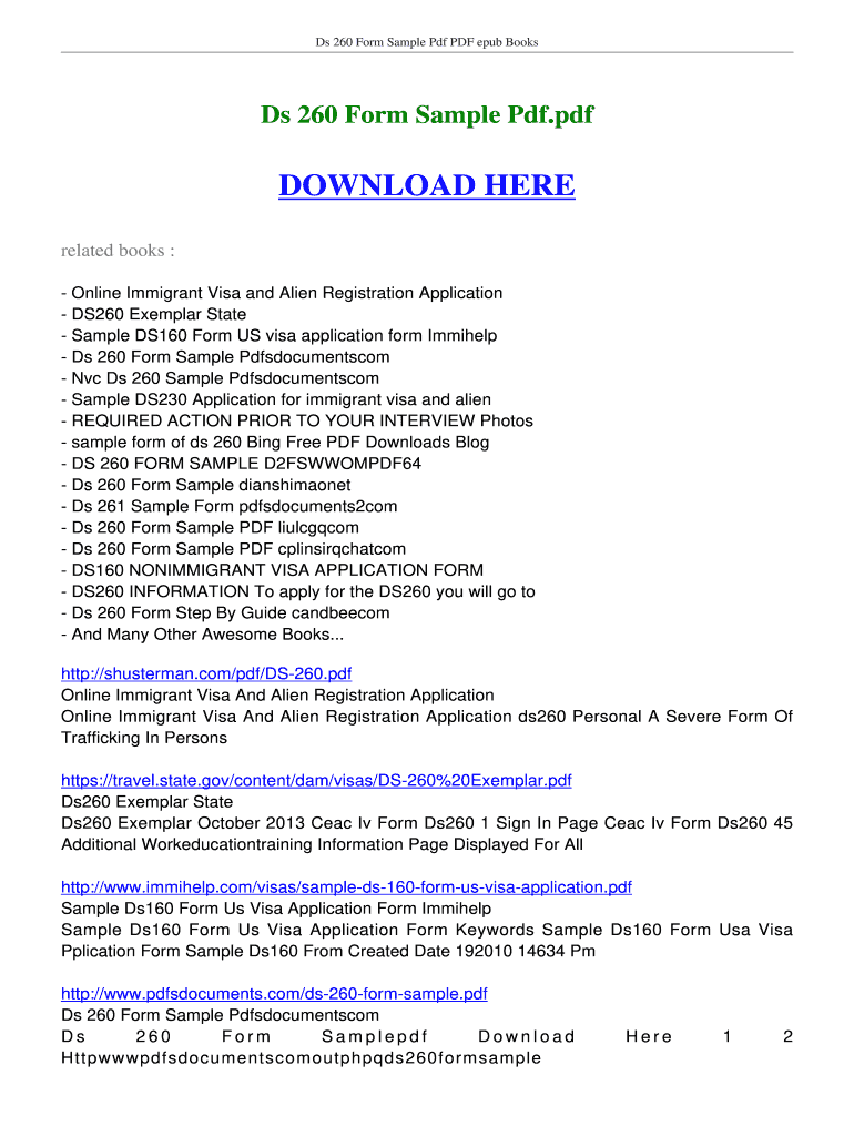 Ds 260 Sample  Form