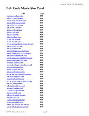 Puk Code Maxis  Form