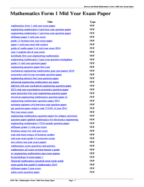 Mathematics Form 1 Mid Year Exam