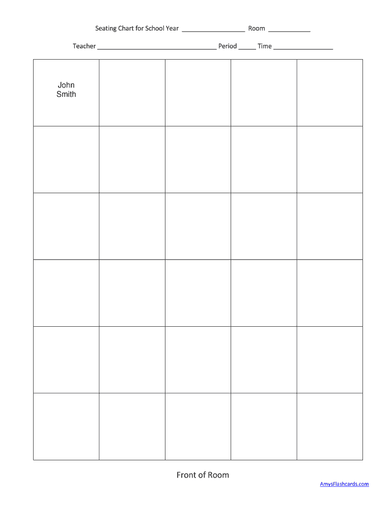 Seating Chart Form 6 by 5 Blank Seating Chart 6 by 5 with Form Field for Teachers to Type in the Names of the Students