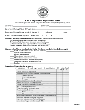 Bacb Experience Supervision Form