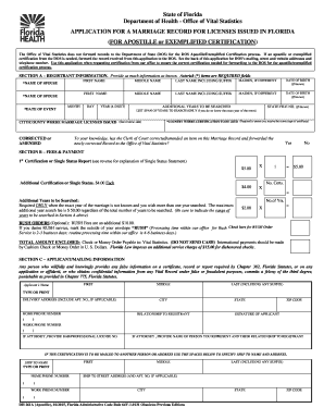  Florida Marriage License Application PDF 2015-2024
