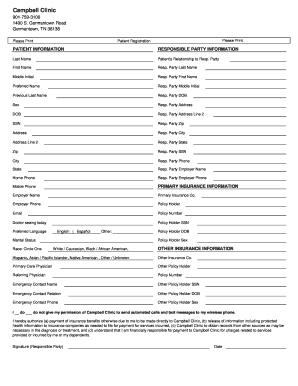 Campbell Clinic New Patient Forms