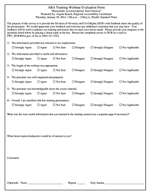 Sample Evaluation Form for Webinar PDF