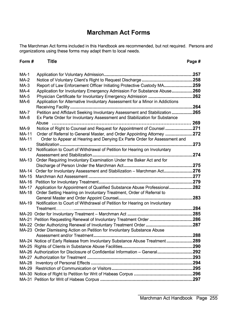 Marchman Act Palm Beach County  Form