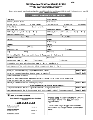 Antenatal Booking Form