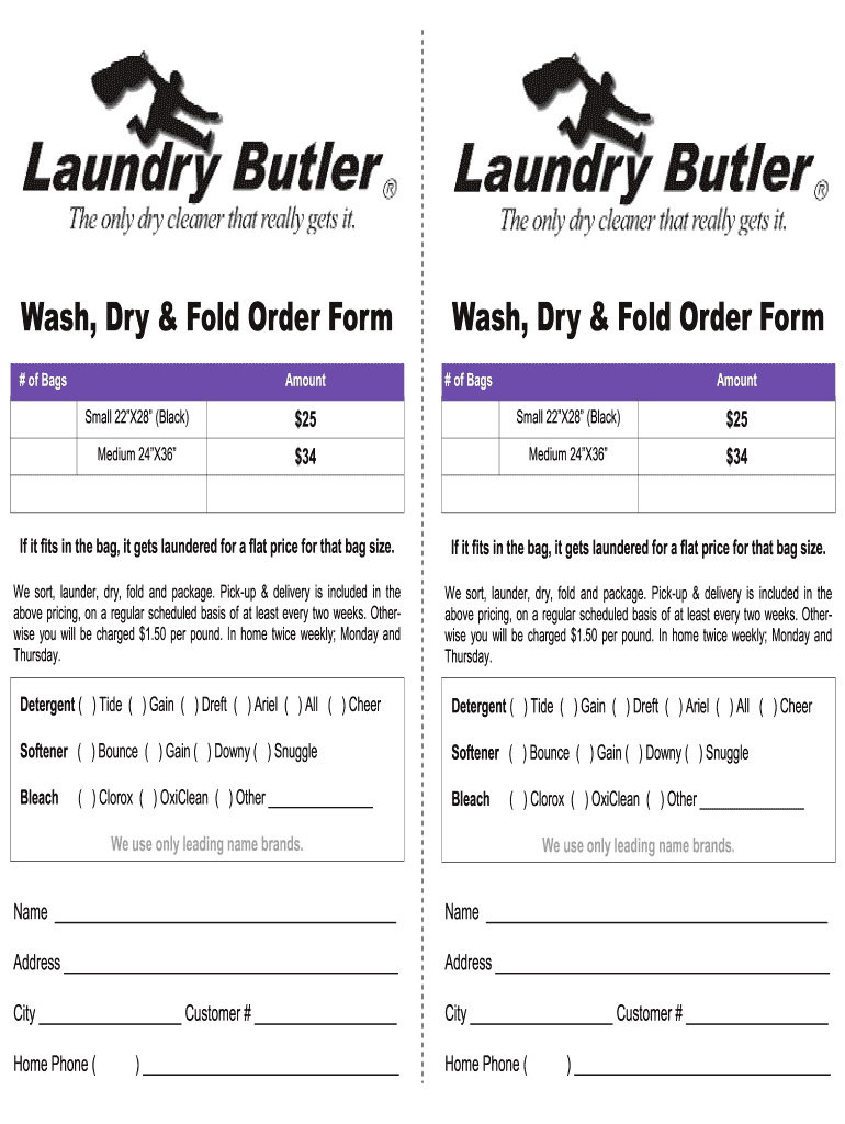 Laundry Order Form