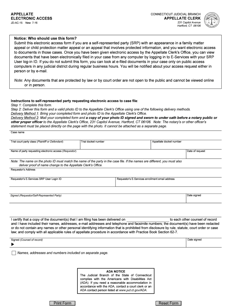 Get and Sign JD AC 15 New 7 16 Hartford, CT 06106  Jud Ct 2016-2022 Form