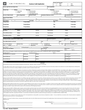 Gm Financial Business Credit Application PDF  Form