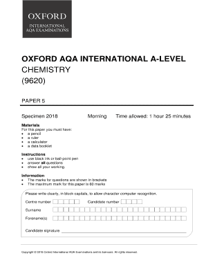 Oxford Aqa International a Level Chemistry Past Papers  Form