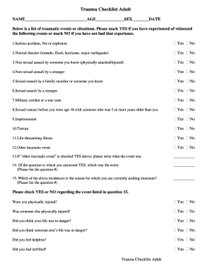 Trauma Checklist  Form