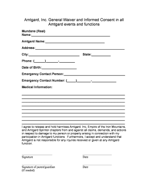 Amtgard Waiver  Form