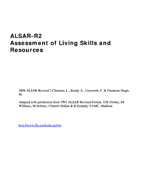 Assessment of Living Skills and Resources  Form