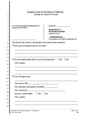 Declaration of Proposed Guardian Courts Ca  Form