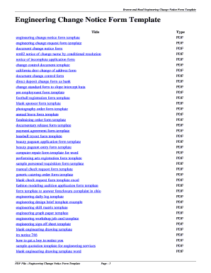 Engineering Change Notice Template Word  Form