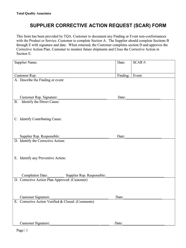 Corrective Action Form