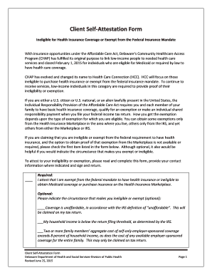  Client Self Attestation Form Dhss Delaware Gov Dhss Delaware 2015