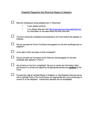 Wyoming Report of Adoption Form